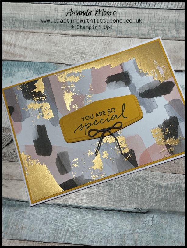 quick thank you card gold crushed curry